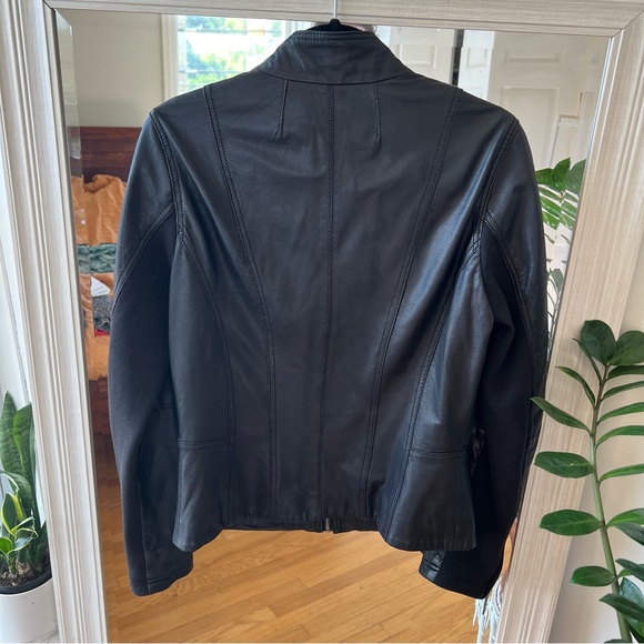 Michael Kors Genuine Leather Racer Moto Jacket Zip-Up Black  Size Medium - Picture 7 of 9